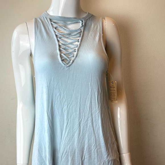 NWT American Eagle Outfitter Women Soft & Sexy Lace Up Tank Top V Neck Gray S - Picture 1 of 8